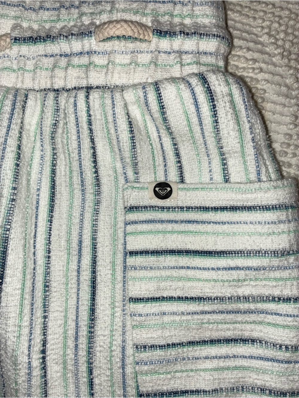 EUC Roxy High Rise Striped Size Medium Linen Blend Shorts Beach Coastal Summer - Picture 9 of 13